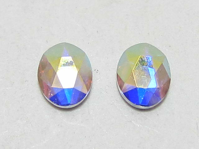 12 pcs. OVAL 8X6mm CRYSTAL AB BRILLIANCE FLATBACK PRECIOSA Rhinestones